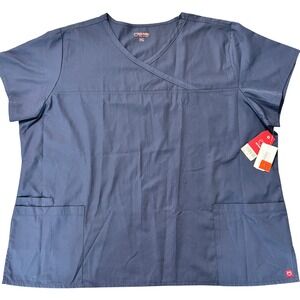Red Panda 4XL Scrub Top Mock Wrap Short Sleeve Medical Uniform‎ Workwear Blue